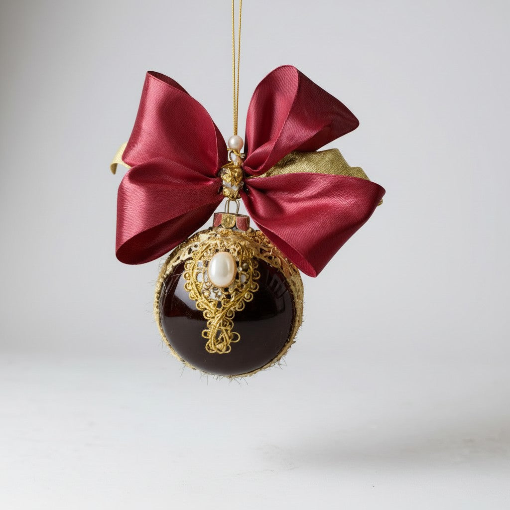 Handdekorierter Weihnachtskugel – 5 Designs, mit Kunststeinen