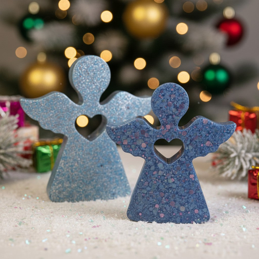 Engel-Duo aus Epoxidharz – Leuchtender & klassischer Engel, 6–8 cm