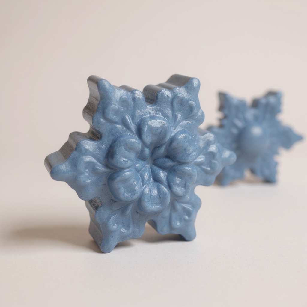 Leuchtendes Schneeflocken-Duo aus Harz – Blau/Gold, 2er-Set