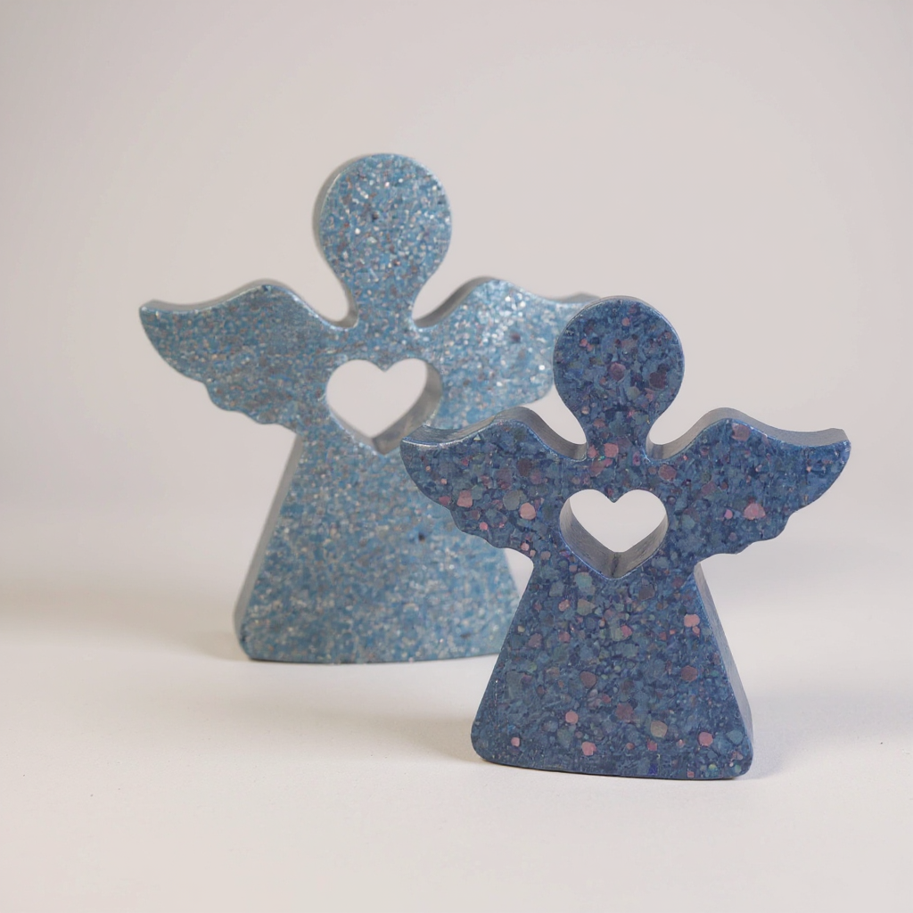 Engel-Duo aus Epoxidharz – Leuchtender & klassischer Engel, 6–8 cm